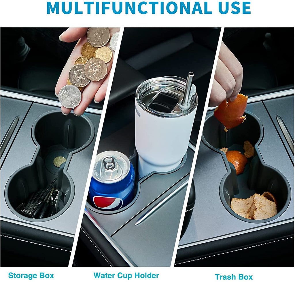 Tesla Model 3, Y, Cup Holder Insert, Gray, 2021-2024