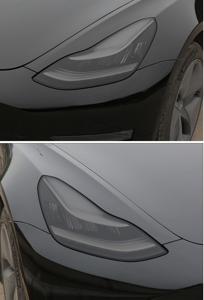 Tesla Model 3 CLEAR Headlight Scratch Guard Protection Film TPU, 2017-2020