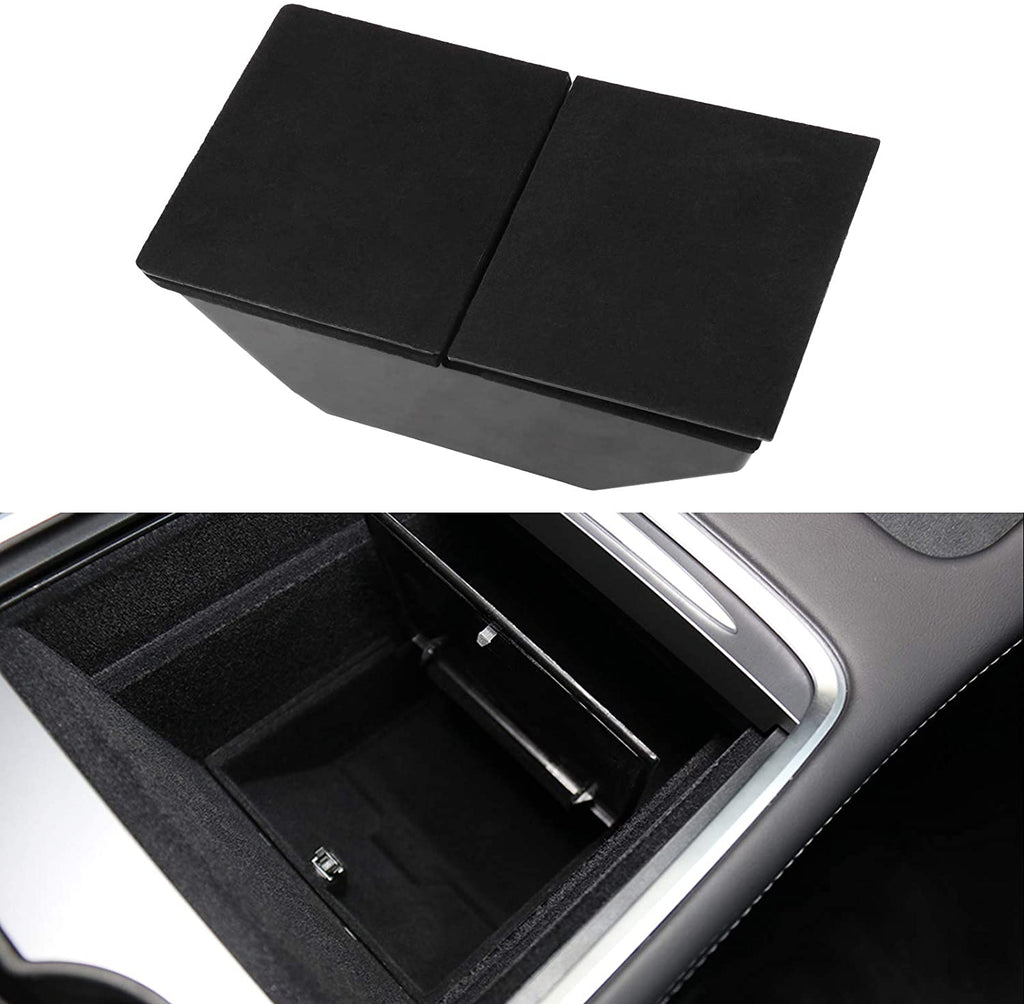 2021 Tesla Model 3, Y Center Console Organizer Hidden Storage Box, W/ Flocking, 2021