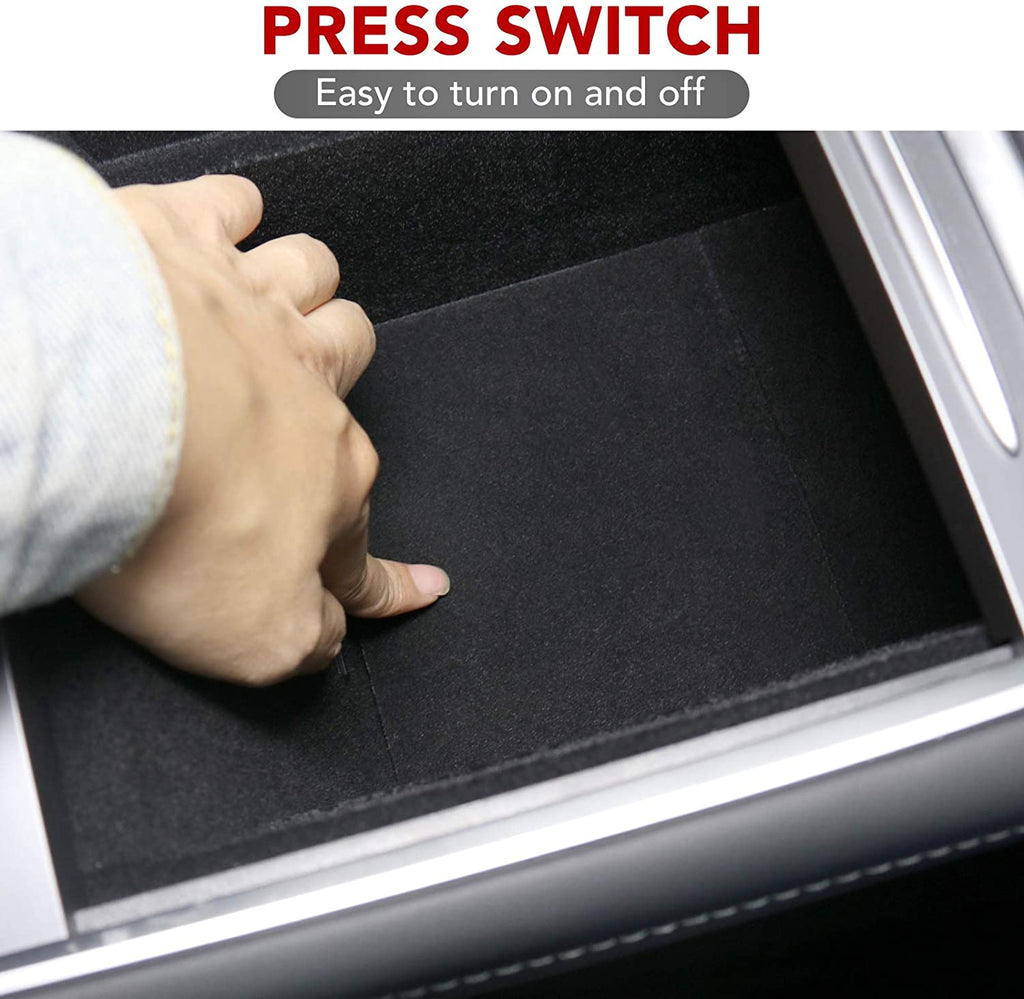 2021 Tesla Model 3, Y Center Console Organizer Hidden Storage Box, W/ Flocking, 2021