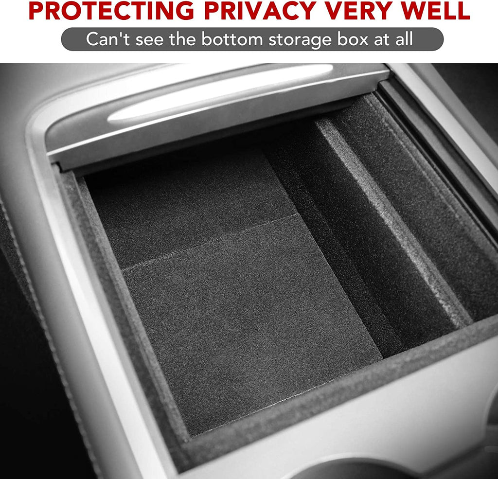 2021 Tesla Model 3, Y Center Console Organizer Hidden Storage Box, W/ Flocking, 2021