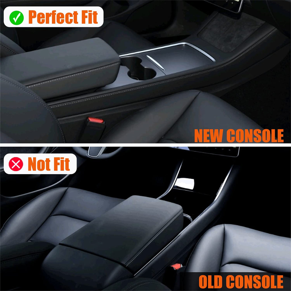 Tesla Model 3, Y Center Console Organizer Tray, Flocked Armrest Storage Box Hidden Cubby Drawer with Cable Hole