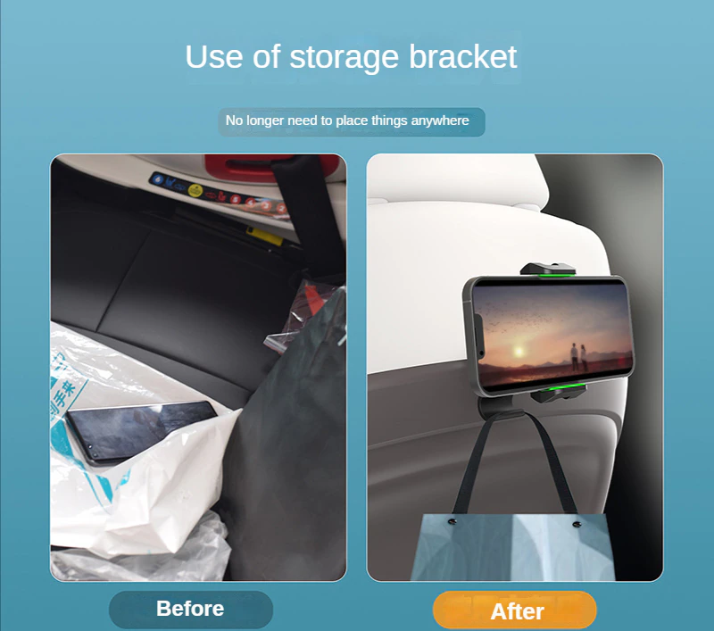 Tesla Model 3, Y Rear Seat Phone Mount W/ Hook, 2017-2023