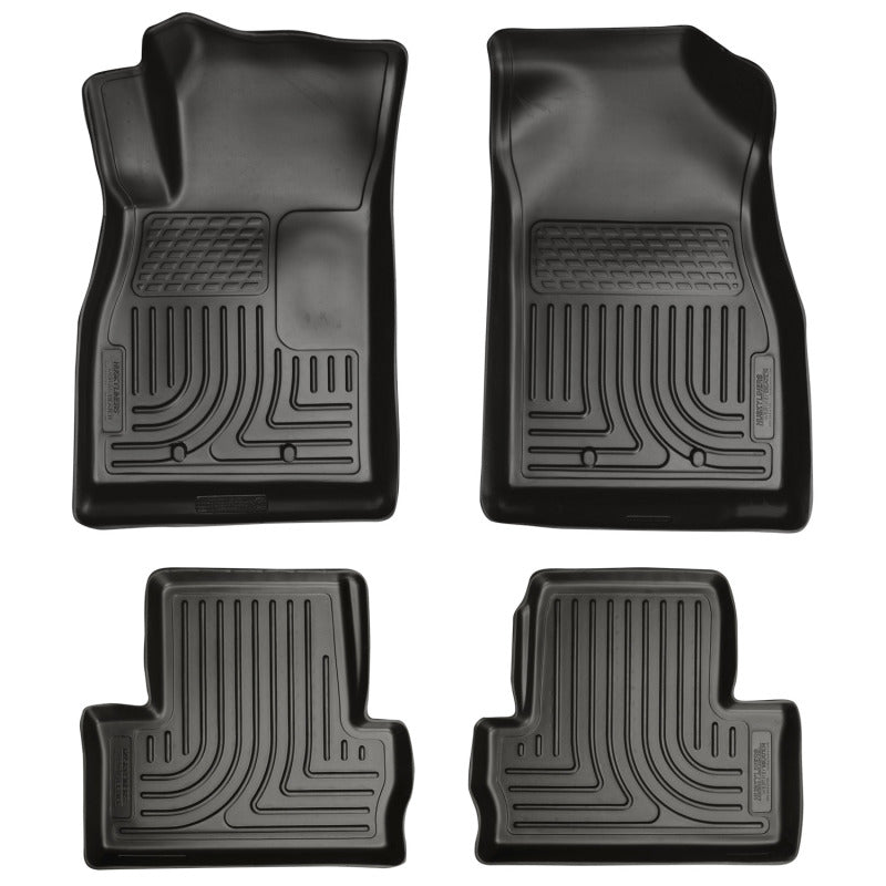 Chevy Volt Husky Floor Mat Liners Front & 2nd Row (Footwell Coverage) WeatherBeater-Black, 2011-2015