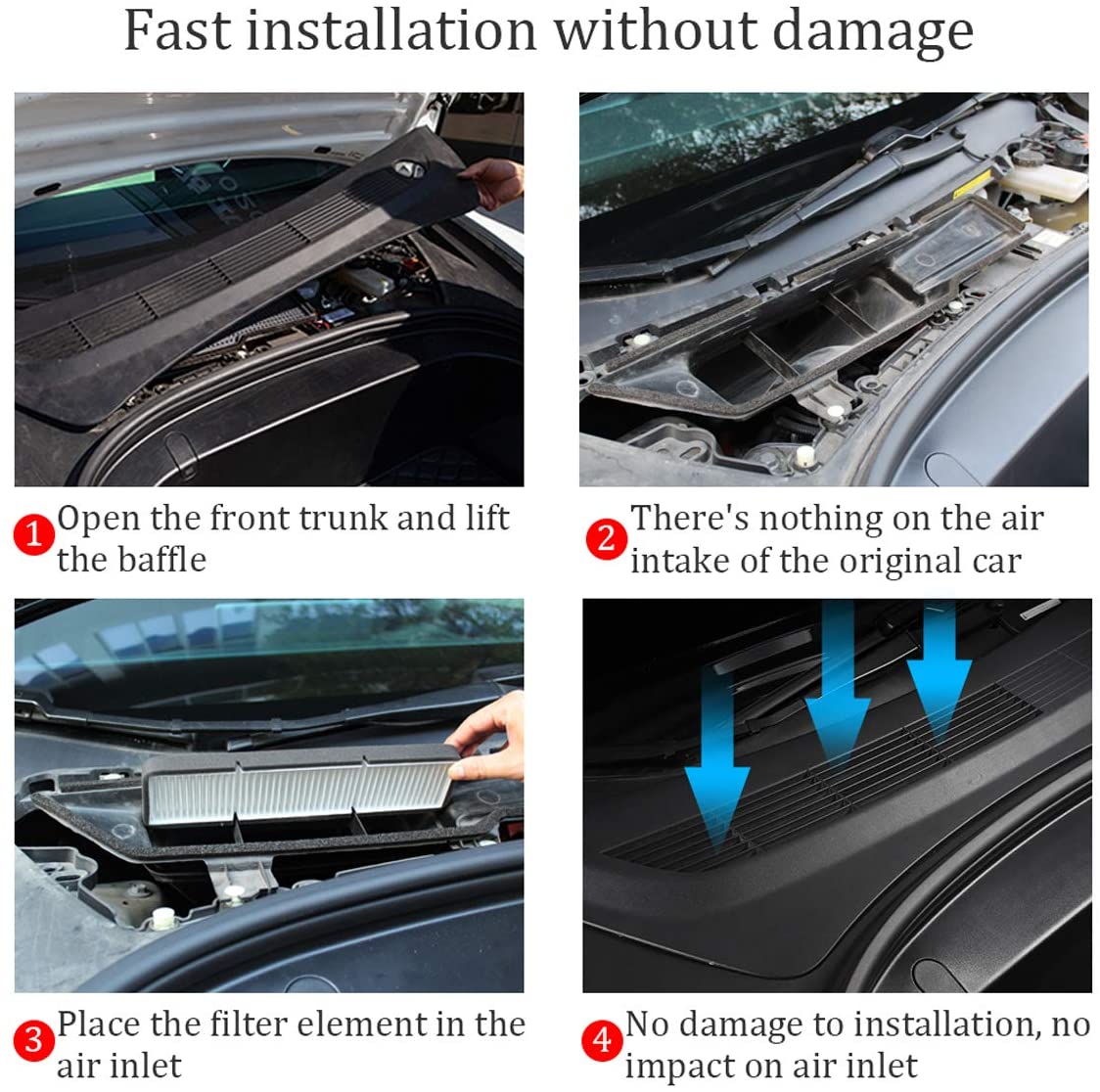 Tesla Model 3 Premium Cabin Air Intake Filter, Carbon Activated, 2017-2020