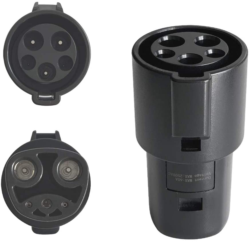 Tesla Model S, 3, X, Y J1772 to Tesla Charger Adapter 60Amp 250V Type-1, Black