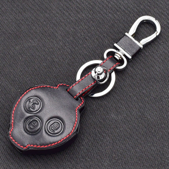 Smart Car Fortwo, Forfour Leather Key Fob Case Cover, 3-Button, Black