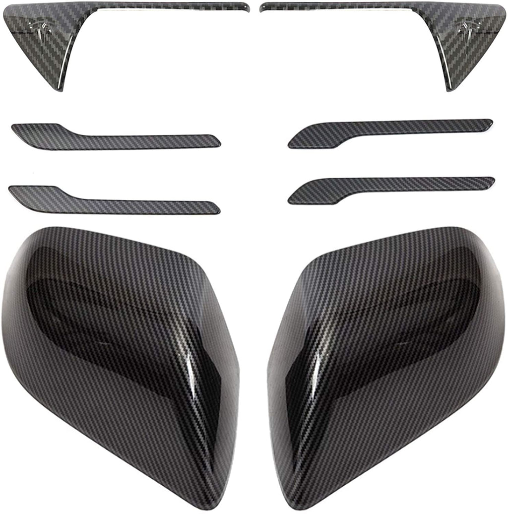 Tesla Model 3 Carbon Fiber Exterior Dress Up Kit, Mirror Covers, Turn Signal, Door Handle, ABS, 2017-2020