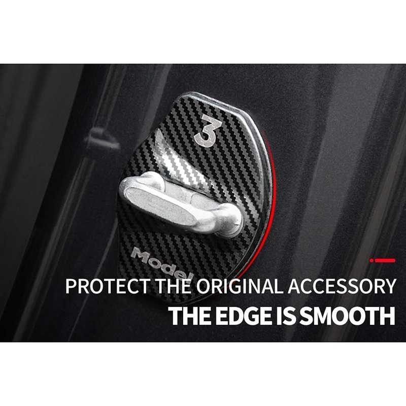 Tesla Model 3 Door Latch Covers, Carbon Fiber, 4pc Set, 2017-2025