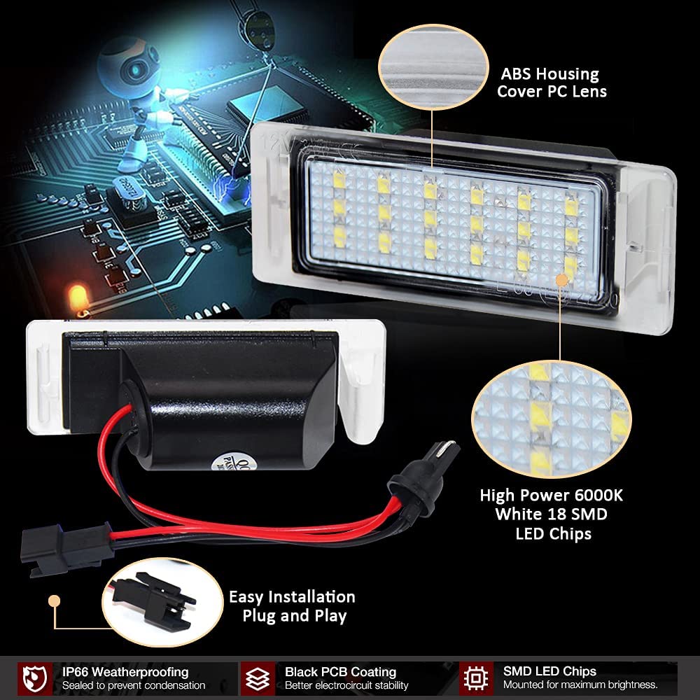 Chevy Bolt EV LED License Plate Light Lamp Assembly, Pack of 2, 2017-2023