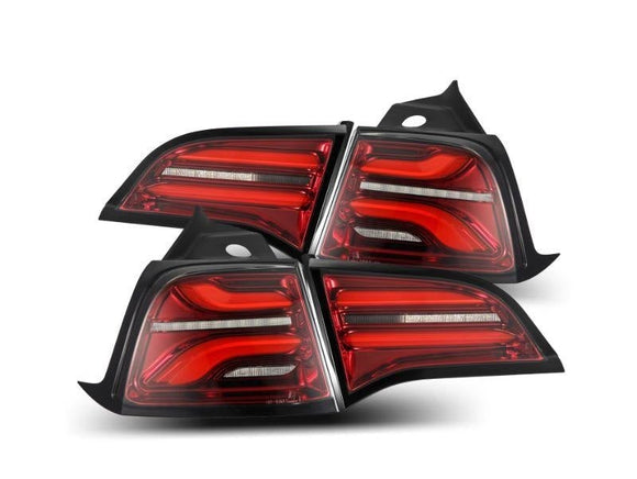 TESLA MODEL Y ALPHAREX LED PRO SERIES LED TAILLIGHTS, SEQUENTIAL TURN SIGNAL, RED, 2020-2022