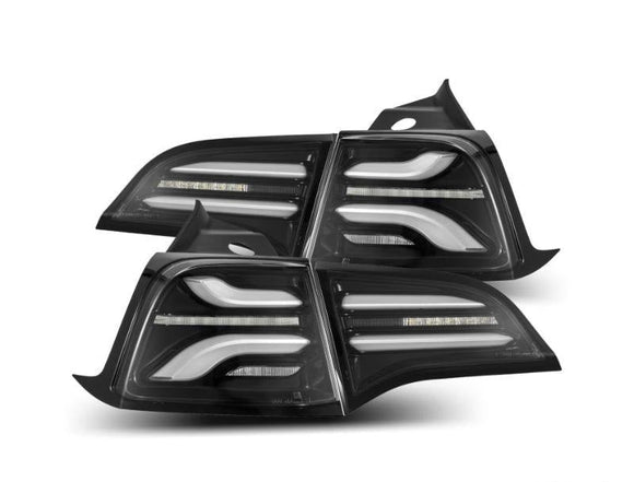 Tesla Model Y Alpharex LED Pro Series LED Taillights, Sequential Turn Signal, Jet Black, 2020-2022