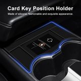 Tesla Model 3, Y Center Console Key Card Holder Mat, Silicone, Black