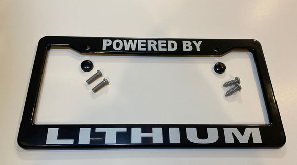 Fiat 500E Black ABS License Plate Frame with lettering 