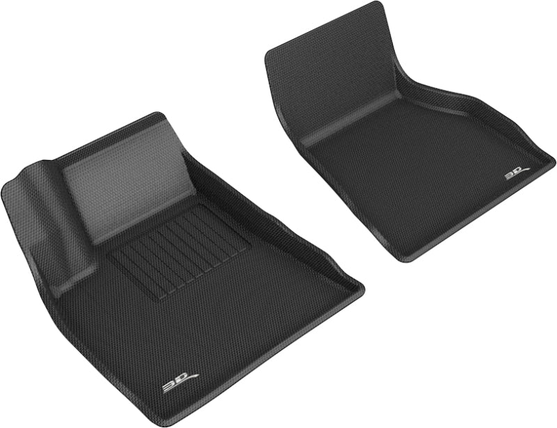 Tesla Model S Front Floor Mats, 3D MAXpider Kagu 1st Row Floor Mats, Black, 2015-2021