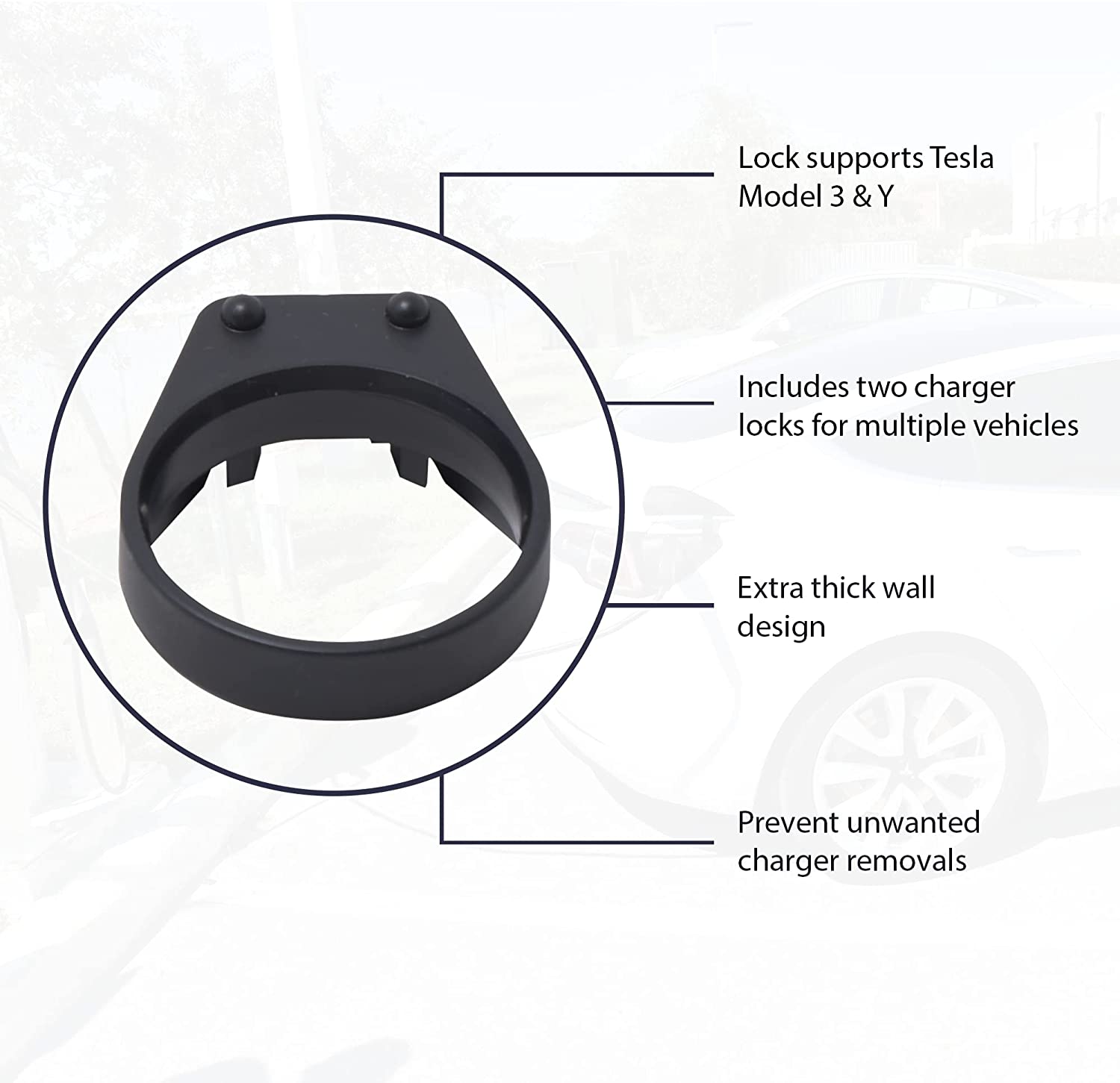 Tesla Model 3, Y Charger Lock for J1772 Adapter, 2-Pack