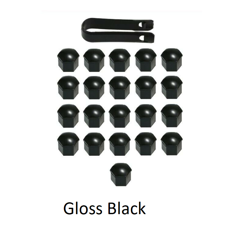 Tesla Model 3, Y, Wheel Lug Nut Cover Cap Set, Gloss Black