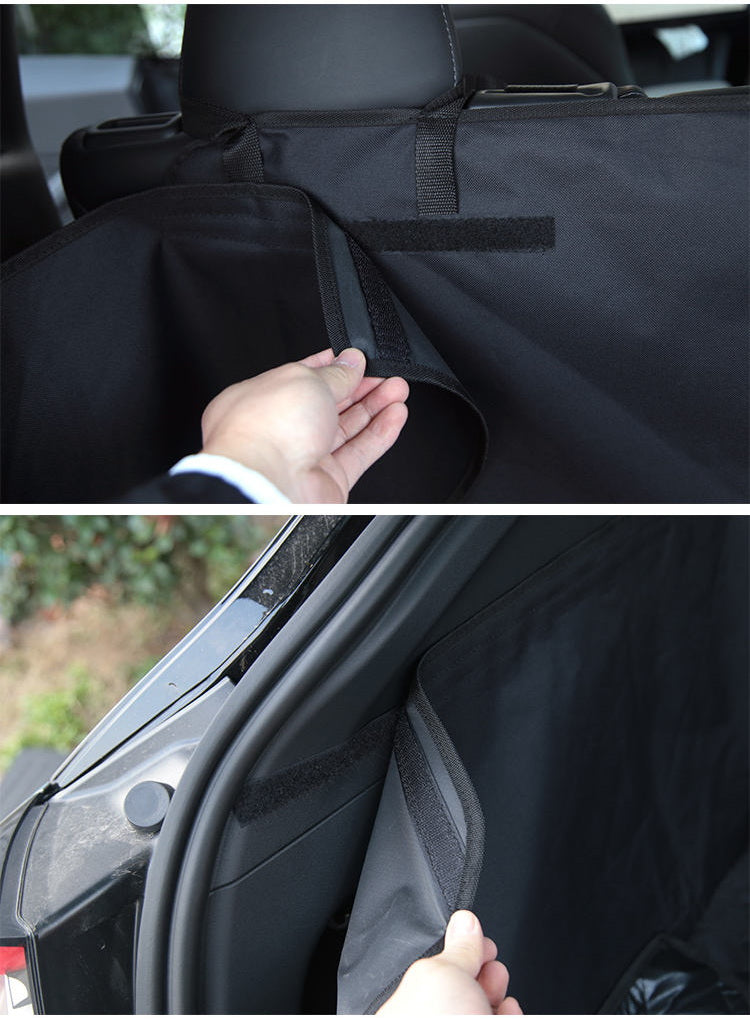 Tesla Model Y Rear Trunk Pet Mat Cover, Oxford Black Fabric Cargo Liner, 2020-2024