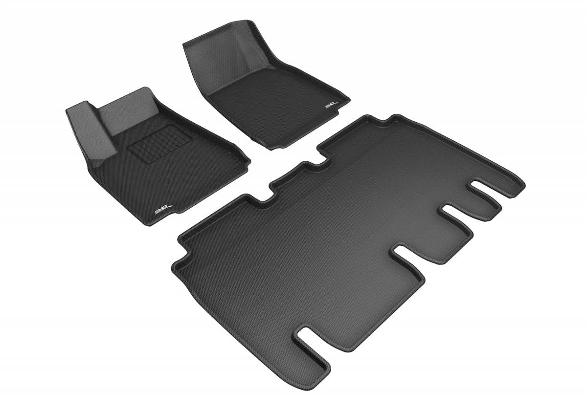 Tesla Model X 5-Seater Maxpider KAGU Front & Rear Floormat Set, Black, 2016-2021