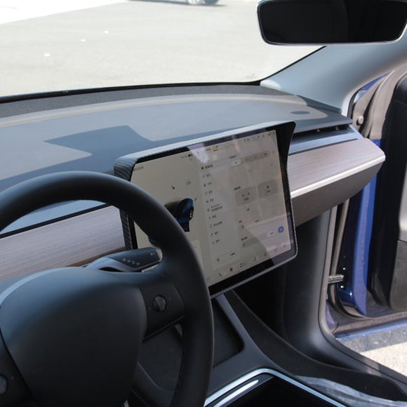 Tesla Model 3, Y, Center Screen Shade Visor Canopy Cover, Matte Carbon Fiber