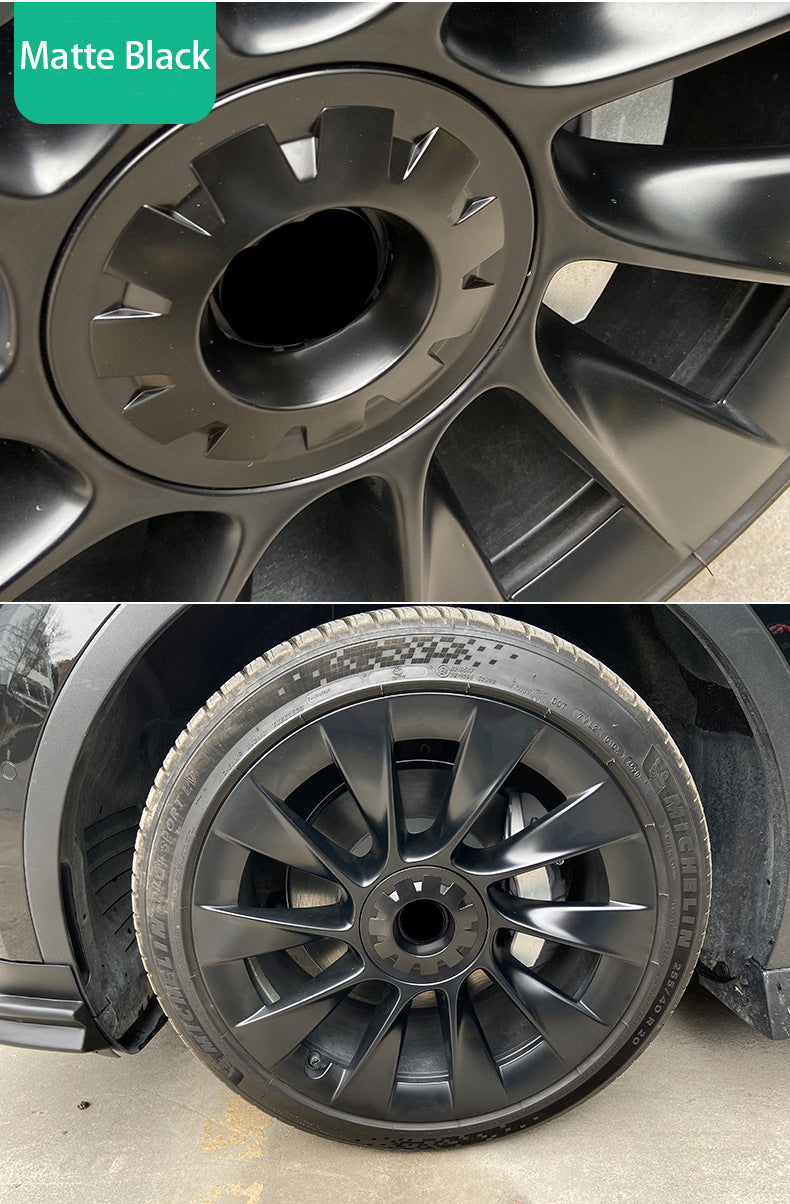Tesla Model Y ABS Wheel Center Caps Hub Covers, 20 & 21 Inch, Matte Black, 4PCS Set, 2020-2022