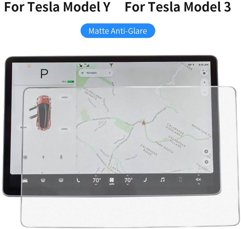 Tesla Model 3, Y, Matte Anti-Glare 9H Navigation Tempered Glass Screen Protector