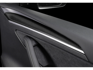 Tesla Model 3, Y, Interior Door Panel Molding Trim, ABS Matte Carbon Fiber, Pair, 2021-2024