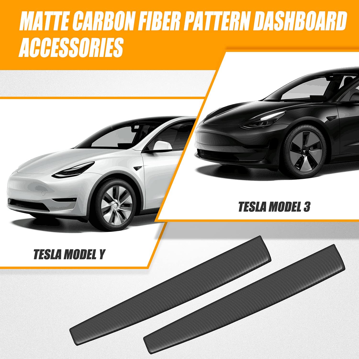 Tesla Model 3, Y Dashboard Cap Cover, ABS, Matte Carbon Fiber, 2017-2021