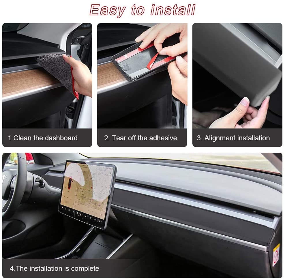 Tesla Model 3, Y Dashboard Cap Cover, ABS, Matte Black, 2017-2022