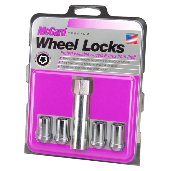 Chevy Volt McGard Wheel Lock Nut Set 4pk. M12X1.5 / 13/16 Hex / 1.24in. Length Chrome, 2011-2019