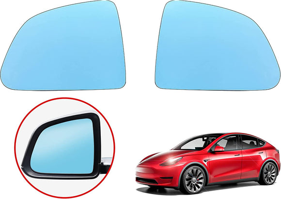 Tesla Model Y Side Mirror Blue Glass Lens, Anti-Glare Panoramic Blue Glass, Heat Defogging, 2020-22