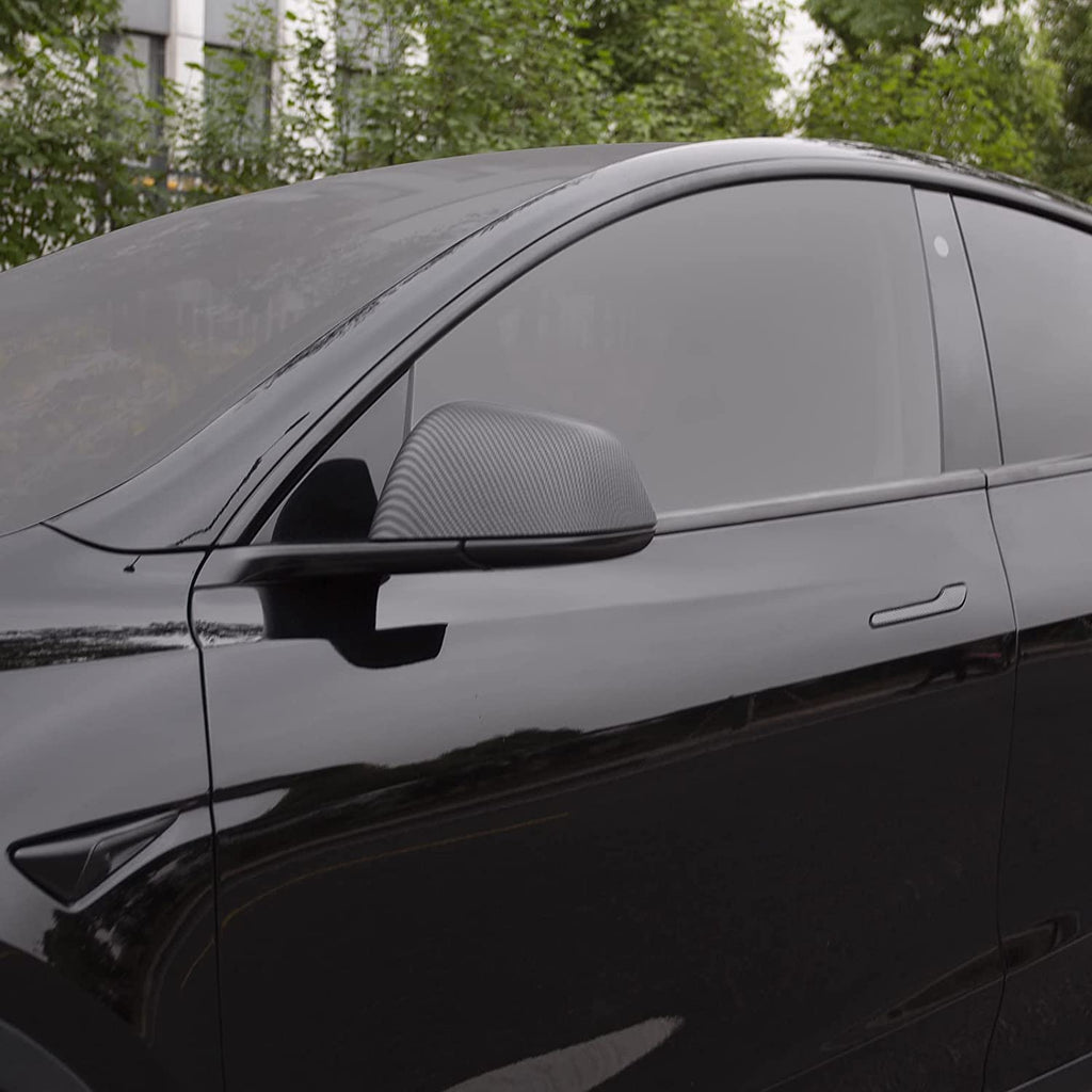 Tesla Model Y Matte Carbon Fiber Exterior Side Mirror Cover Trim, Matte Carbon Fiber, 2020-2022