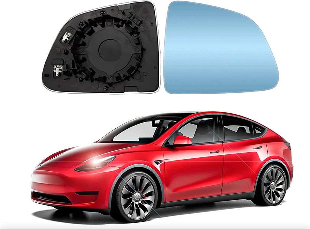 Tesla Model Y Side Mirror Blue Glass Lens, Anti-Glare Panoramic Blue Glass, Heat Defogging, 2020-22