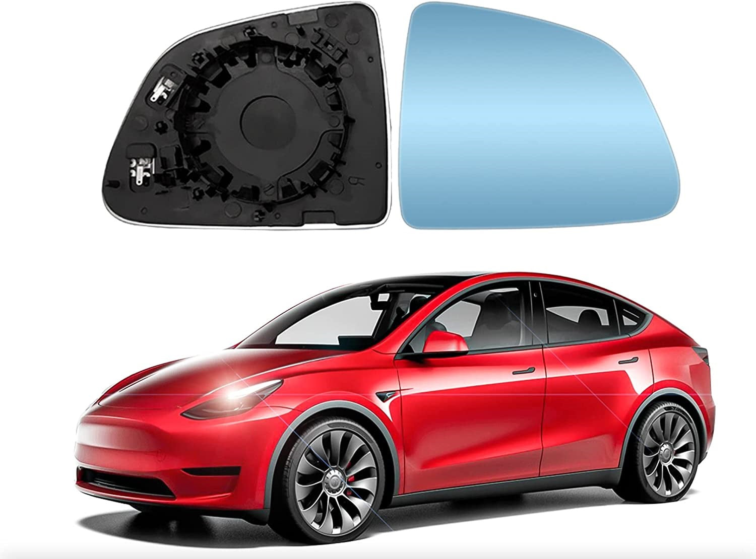 Tesla Model Y Side Mirror Blue Glass Lens, Anti-Glare Panoramic Blue Glass, Heat Defogging, 2020-22