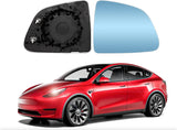 Tesla Model Y Side Mirror Blue Glass Lens, Anti-Glare Panoramic Blue Glass, Heat Defogging, 2020-22