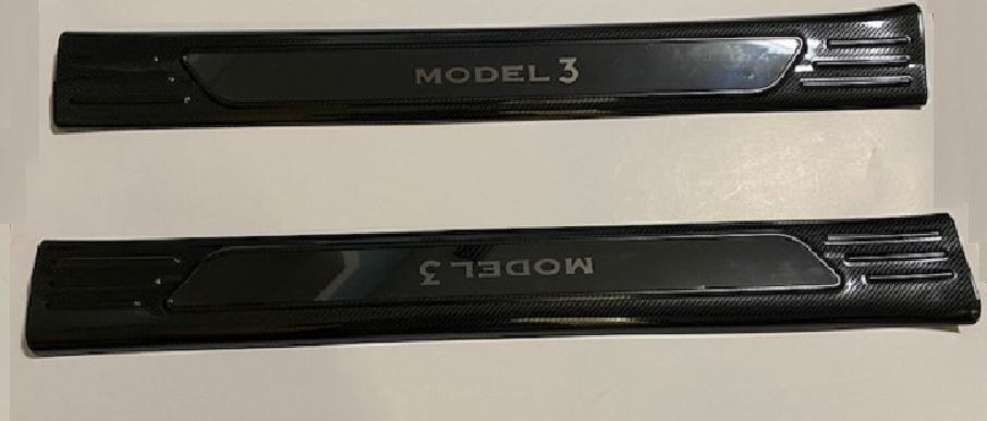 Tesla Model 3 Inner Sill Protection Kit, Stainless Steel Carbon Fiber, 2017-2023