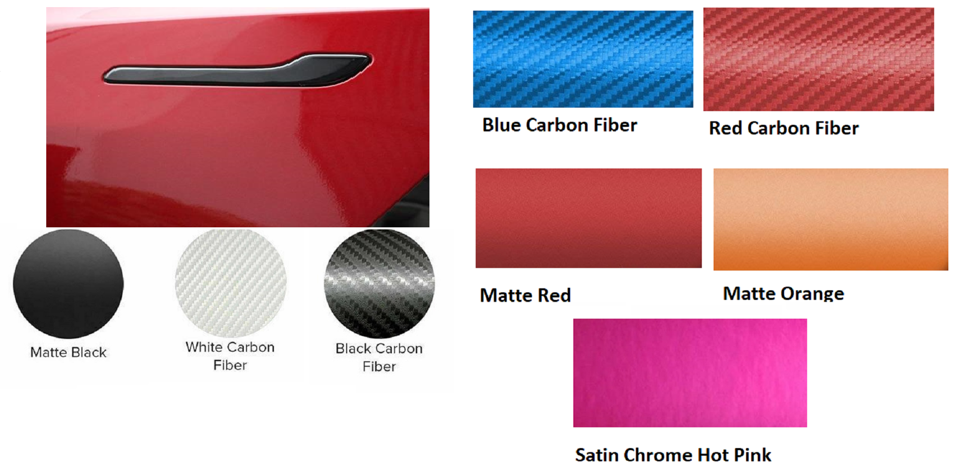 Tesla Model 3 Door Handle Decal Wrap, 4pc Set, Many Colors