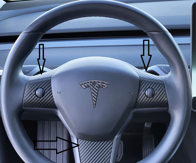 Tesla Model 3 ,Y, Steering Wheel Trim Vinyl Wrap Cover Decals, Many Colors