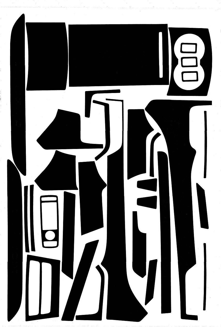 Tesla Model S Complete Interior Dash Decal Set, Matte Black, 2012-2020