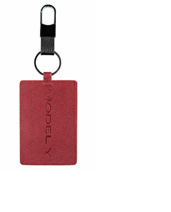 Tesla Model Y Key Card Holder, Red Leather, 2020-2022