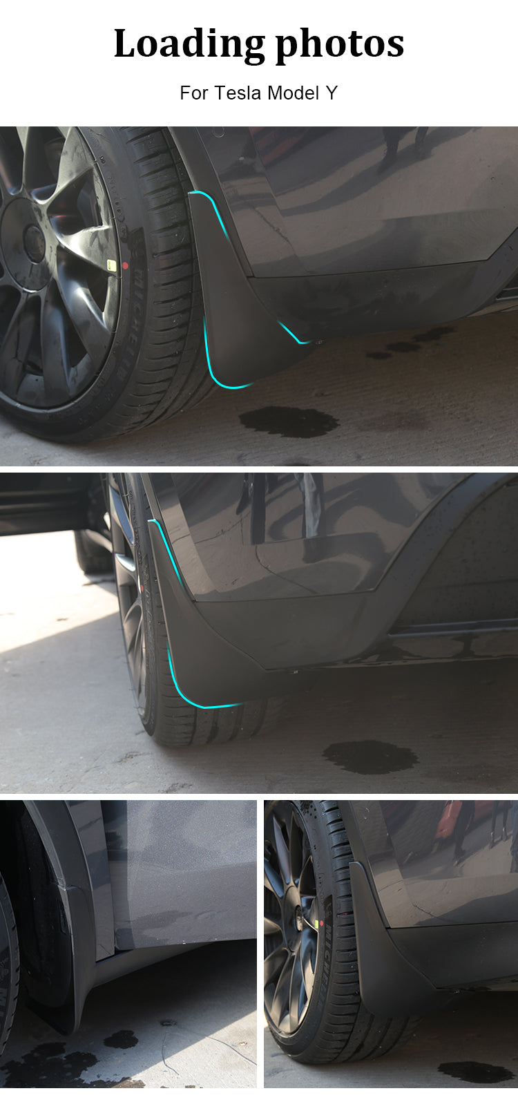 Tesla Model Y Mud Flaps, No Drill, Front & Rear, 2020-2021