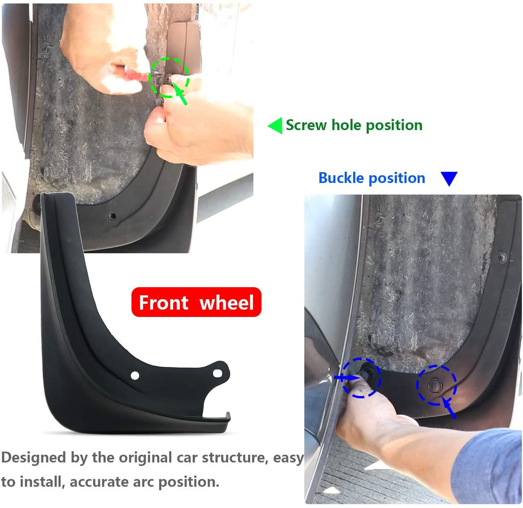 Tesla Model 3 Mud Flaps, No-Hole, ABS, 4-Piece Set, 2017-2021