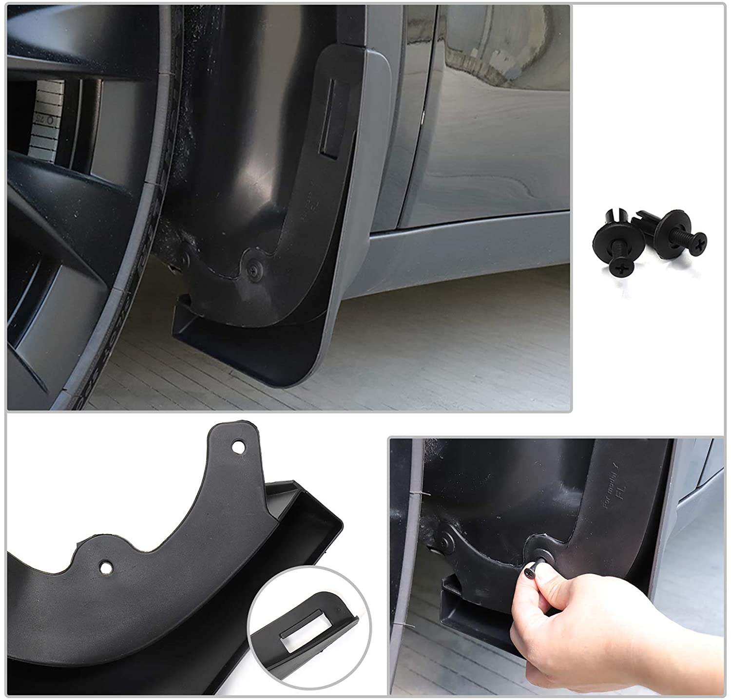 Tesla Model Y Mud Flaps, No Drill, Front & Rear, 2020-2021