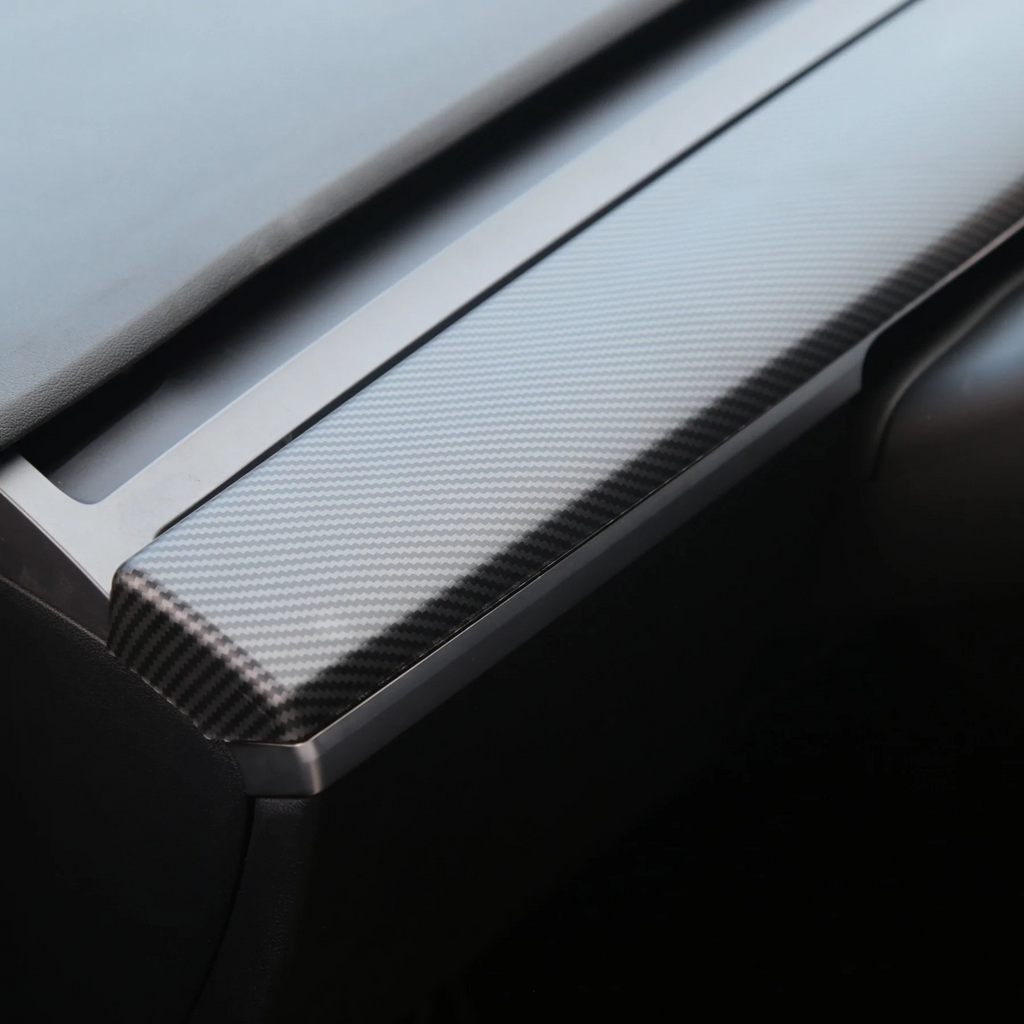 Tesla Model 3, Y Dashboard Cap Cover, One-Piece, ABS, Matte Carbon Fiber, 2021-2024