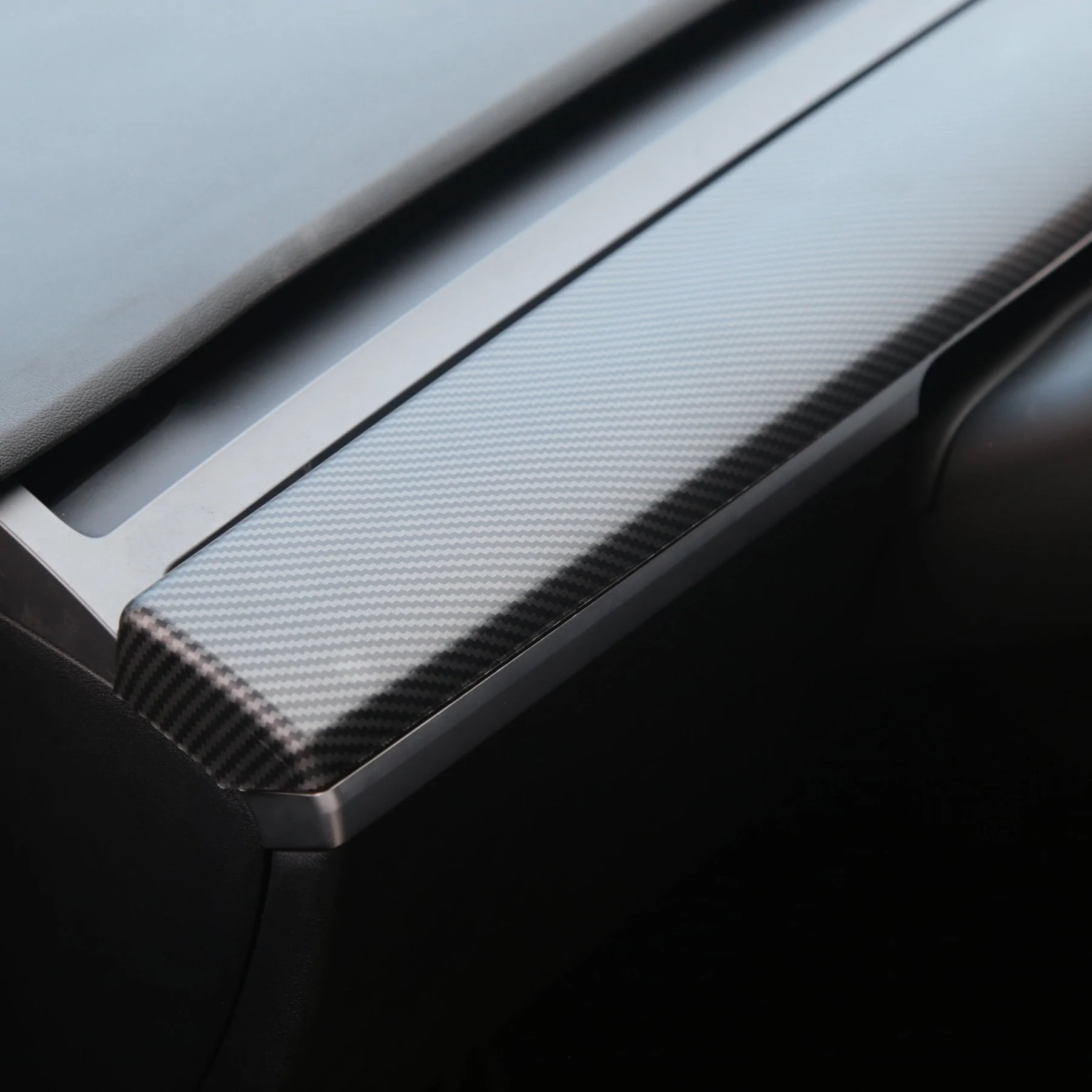 Tesla Model 3, Y Dashboard Cap Cover, One-Piece, ABS, Matte Carbon Fiber, 2021-2024
