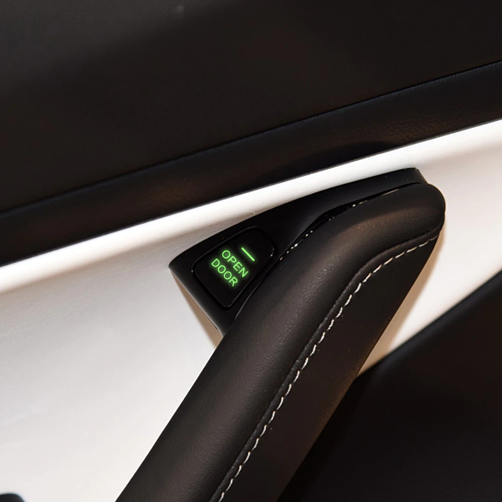 Tesla Model 3, Y, Interior Door Open Words Exit Stickers Decal Set, Reflective, Glow In The Dark