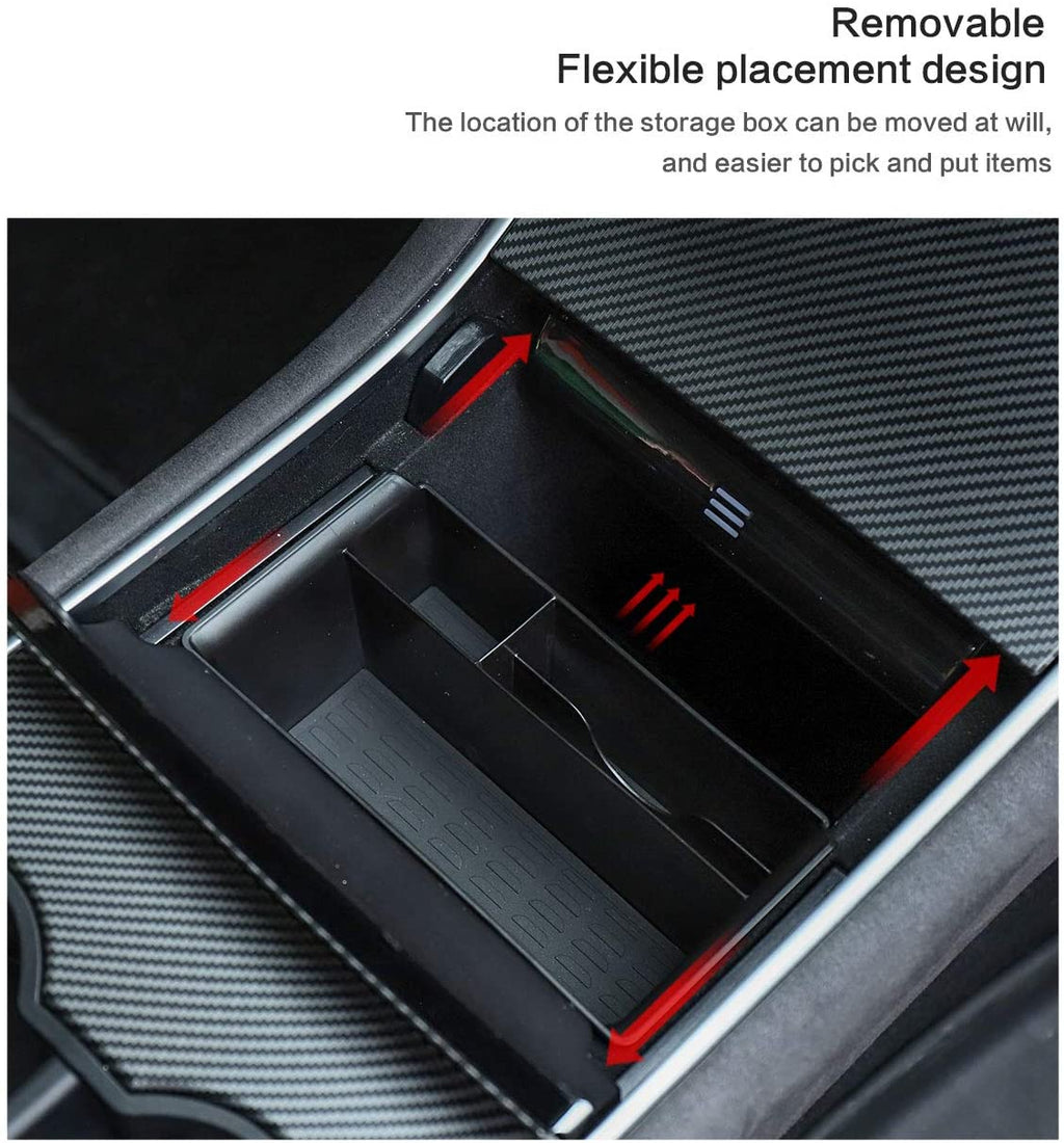Tesla Model 3 Center Console Armrest Box Removable Storage Box, 2017-2020