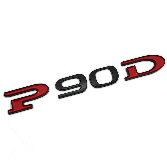 Tesla Model S, X, Red / Black P90D Letter Emblem, 3D Metal