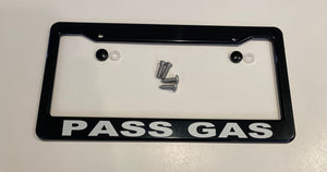 Smart Car Fortwo Black ABS License Plate Frame With Lettering "PASS GAS"