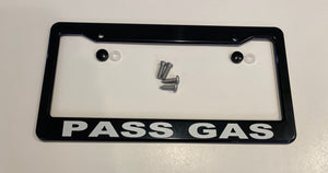 Jaguar I-Pace Black ABS License Plate Frame With Lettering "PASS GAS"